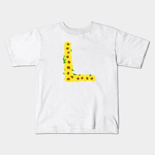 Sunflowers Initial Letter L (White Background) Kids T-Shirt